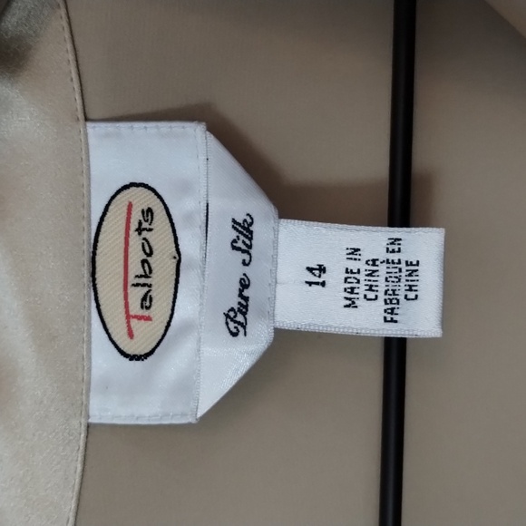 Talbots Pure Silk Blouse Shirt Size 14  Gold Button Down EUC - Picture 3 of 10